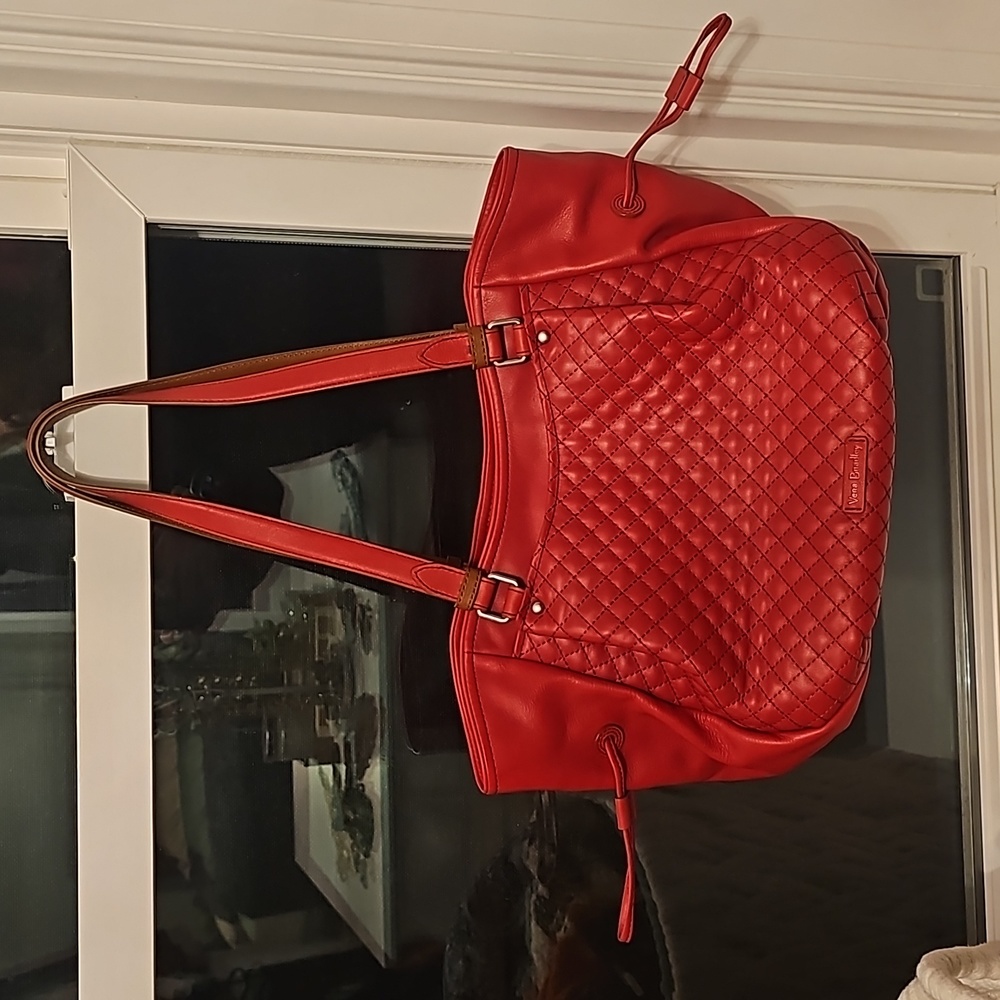 New Vera Bradley Red Leather Quilted Purse